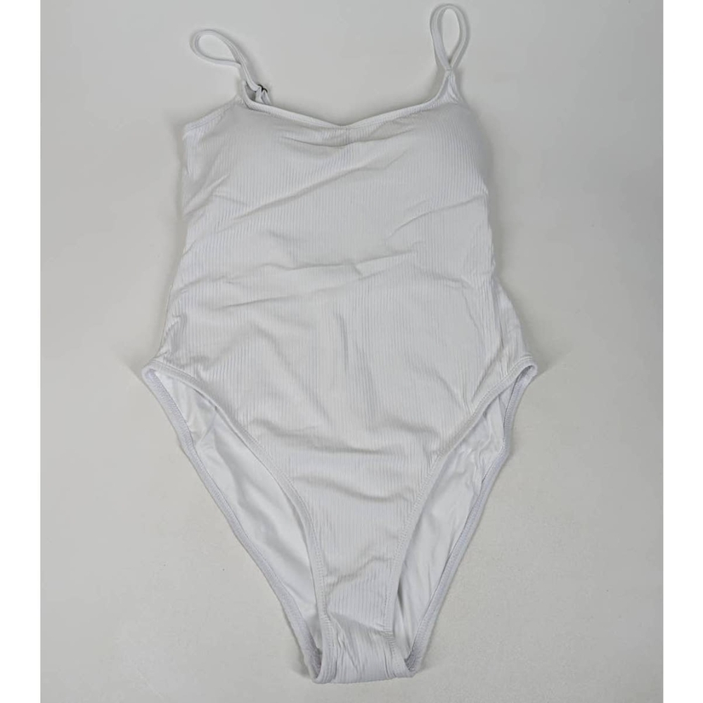 Andie Laguna White Ribbed One Piece Swimsuit Long Torso XL Tall NWT Swimwear